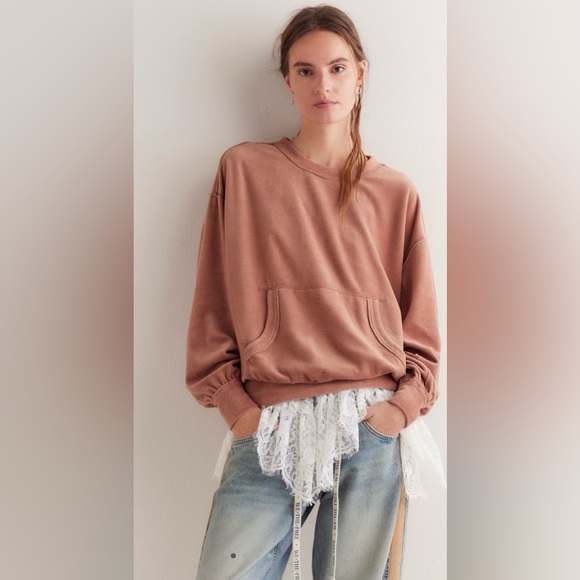 We The Free Tops - New Free People S We the Free Preston Velour Pullover in Latte Brown New Top